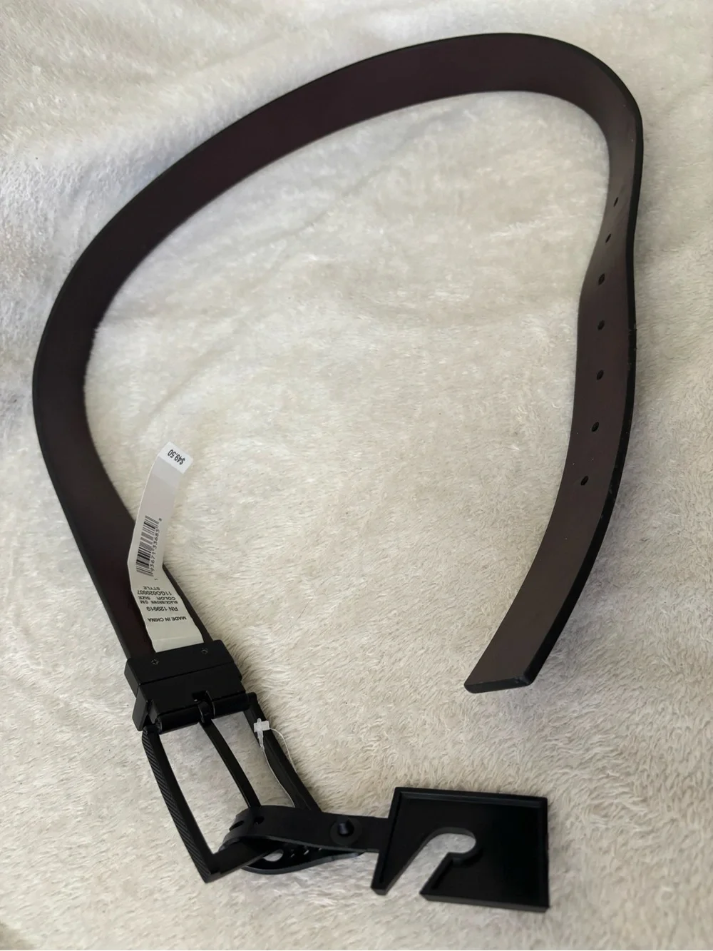 Guess Women's Black Leather Belt with Subtle Red Logo